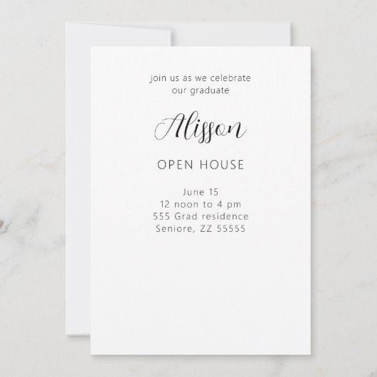 四枚の写真を使った卒業のお知らせ 招待状 (裏面)