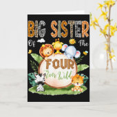 四獣王の姉　エバーワイルドサファリ４誕生日 カード (黄色い花)