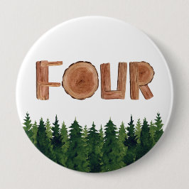 四男の子4歳の誕生日グリーンの木 缶バッジ