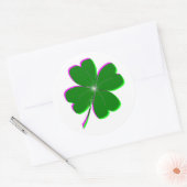 四白熱［赤熱］光を放つ葉クローバー ラウンドシール (封筒)