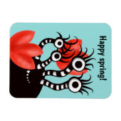 四眼の可愛いモンスター抽象芸術チューリップ マグネット (横)