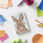 四眼避雷器 |ウサギ（バニー） iPad MINIカバー<br><div class="desc">この水彩プリントは、眼鏡を掛けたバニーが特徴 | Victoria Borges著。イメージID: 132004GG</div>