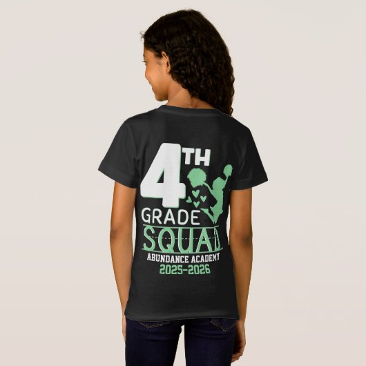 四等分隊 |かわいい緑と白チアリーダー Tシャツ (裏面フル)