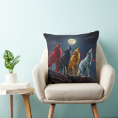 四素晴らしつのオオカミ、真夜中の砂漠の鳴き声 クッション (椅子)