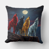 四素晴らしつのオオカミ、真夜中の砂漠の鳴き声 クッション (正面)