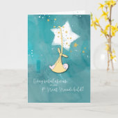 四素晴らし孫、おめでとう、星のベビー カード (黄色い花)