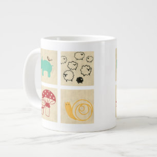 四絵画人の子ども用の木の木の木 ジャンボコーヒーマグカップ