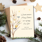 四羽おもしろいの鳥のクリスマス シーズンカード