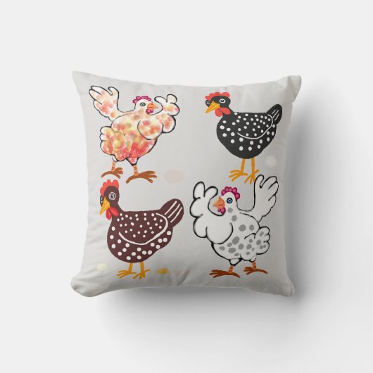 四羽のハッピーヘン クッション (正面)