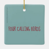 四羽の呼び鳥のクリスマスの飾り セラミックオーナメント (裏面)