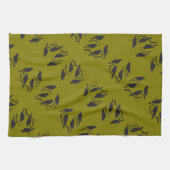 四羽の鳥切り抜きステンシルスタイル2 キッチンタオル (横)