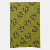 四羽の鳥切り抜きステンシルスタイル2 キッチンタオル (縦)