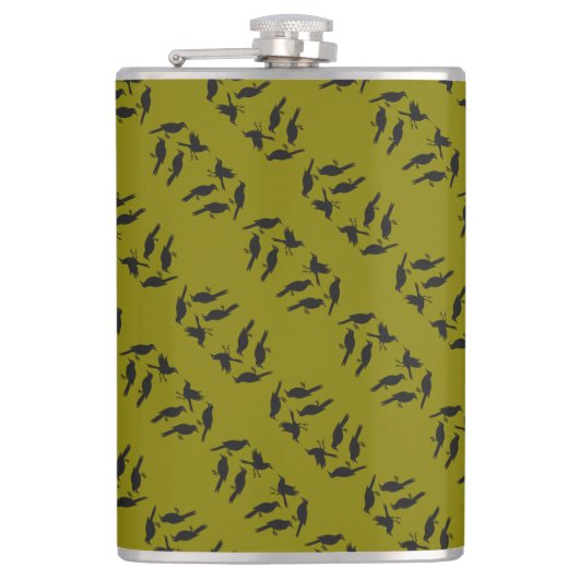 四羽の鳥切り抜きステンシルスタイル3 フラスク (正面)