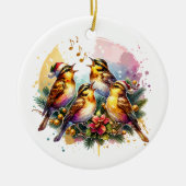 四羽の鳥類 | クリスマスの12日 セラミックオーナメント (正面)