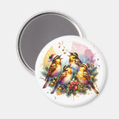 四羽の鳥類 | クリスマスの12日 マグネット (正面/裏面)