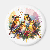 四羽の鳥類 | クリスマスの12日 マグネット (正面)