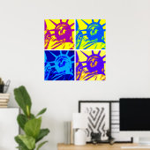 四色美術ポップ・アートのスタイル自由 ポスター (ホームオフィス)