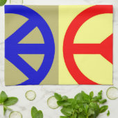 四色美術ポップ・アートの平和サイン キッチンタオル (折り畳み)