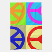 四色美術ポップ・アートの平和サイン キッチンタオル (縦)