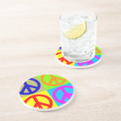 四色美術ポップ・アートの平和サイン コースター (側面)