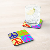 四色美術ポップ・アートの平和サイン コースター (右側)