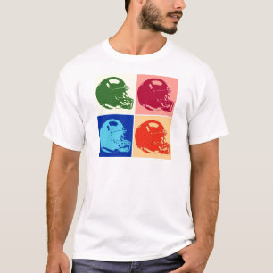 四色芸術ポップ・アートのサッカーヘルメット Tシャツ