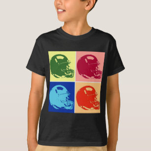 四色芸術ポップ・アートのサッカーヘルメット Tシャツ