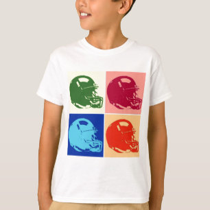 四色芸術ポップ・アートのサッカーヘルメット Tシャツ