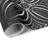 四花弁パターン、白黒 ラッピングペーパー (ロールコーナー)