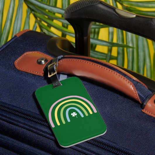四葉のクローバー 虹 セントパトリックの日 ラゲッジタグ (正面インサイチュ1)