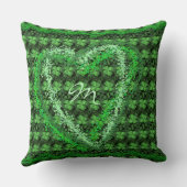 四葉クローバーパターンハートモノグラム枕 クッション (裏面)