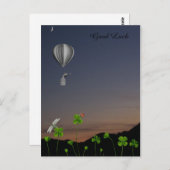 四葉クローバー付き芝生 – 幸運 ポストカード (正面/裏面)