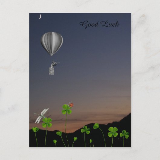 四葉クローバー付き芝生 – 幸運 ポストカード (正面)