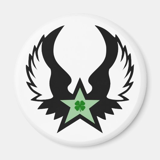 四葉クローバー翼のある星 マグネット (正面)