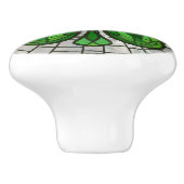 四葉クローバー – 緑の大理石とパール セラミックノブ (側面)