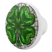 四葉クローバー – 緑の大理石とパール セラミックノブ (右)