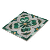 四葉クローバー – 緑の大理石とパール タイル (側面)