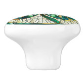 四葉クローバー – 緑の大理石と金ゴールド セラミックノブ (側面)