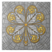 四葉クローバー – 金ゴールドとパールモザイク タイル (正面)