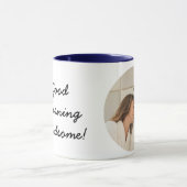 四角いインスタグラム写真にハンサムなおはよう マグカップ (中央)