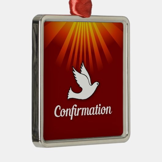 四角いオーナメント、構成、赤の鳩 メタルオーナメント (右)