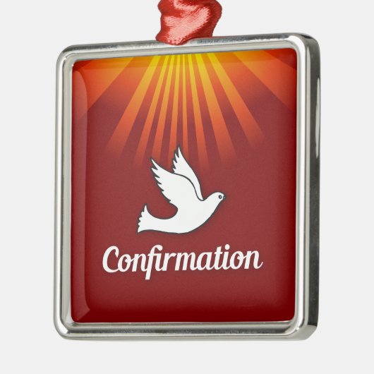 四角いオーナメント、構成、赤の鳩 メタルオーナメント (左)