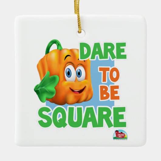 四角いカボチャをスプークリー | DARE BE SQUARE! セラミックオーナメント (正面)