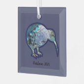 四角いガラスのプラウキウイバードクリスマスデコレーション ガラスオーナメント (正面左)