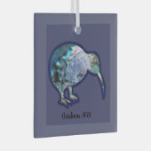 四角いガラスのプラウキウイバードクリスマスデコレーション ガラスオーナメント (正面右)