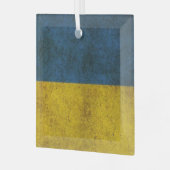 四角いガラスの上のウクライナの色オーナメント ガラスオーナメント (正面左)