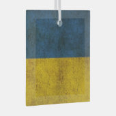 四角いガラスの上のウクライナの色オーナメント ガラスオーナメント (正面右)