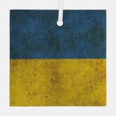 四角いガラスの上のウクライナの色オーナメント ガラスオーナメント (裏面)