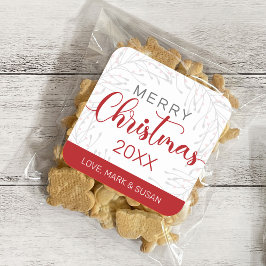 四角いクリスマスステッカー（白） スクエアシール