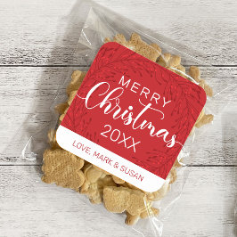 四角いクリスマスステッカー（赤） スクエアシール